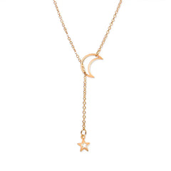 Simple Gold Moon and Star Pendant Choker Necklace - Alloy Charm Chain for Women | Party Jewelry