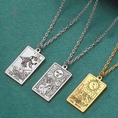 Dawapara Tarot Cards Necklace for Women - Stainless Steel Wealth Amulet