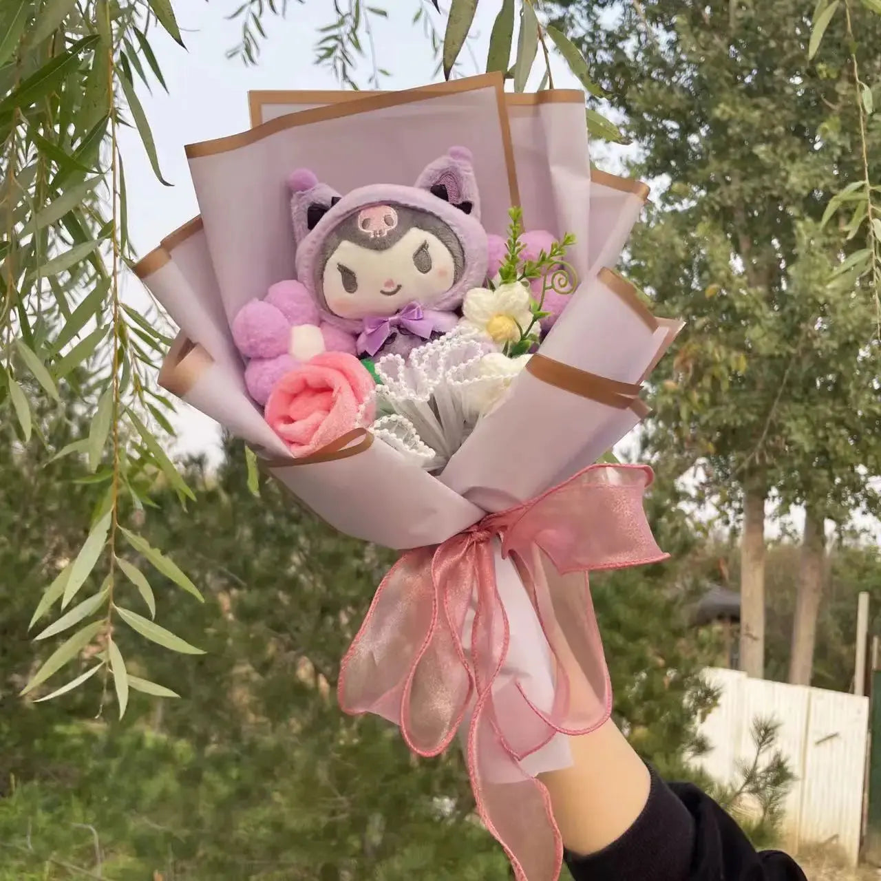 Kawaii Hello Kitty Cat Plush Dolls With Artificial Flowers Creative Bouquet. Perfect for Christmas, Valentine's Day, Birthdays, and Graduation Gifts.