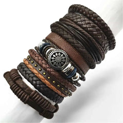 10 Pcs Black Wrap Woven Bracelets - Handmade Fashion Jewelry for Men & Women