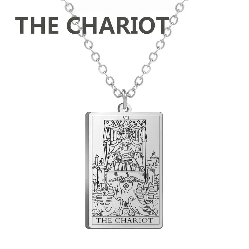 Dawapara Tarot Cards Necklace for Women - Stainless Steel Wealth Amulet