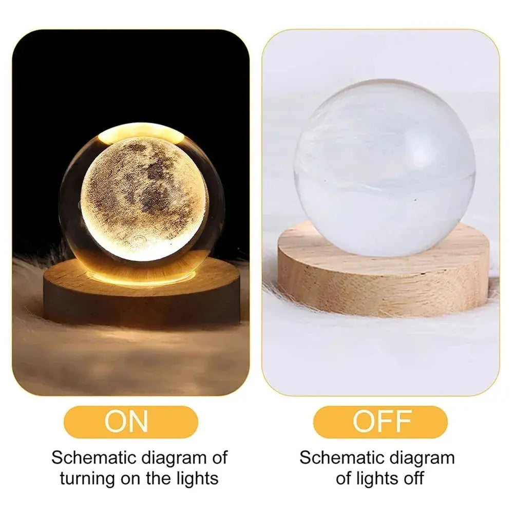 Unique 3D Crystal Ball Lamp – Galaxy & Planetary Projections, USB Night Light for a Cozy Atmosphere