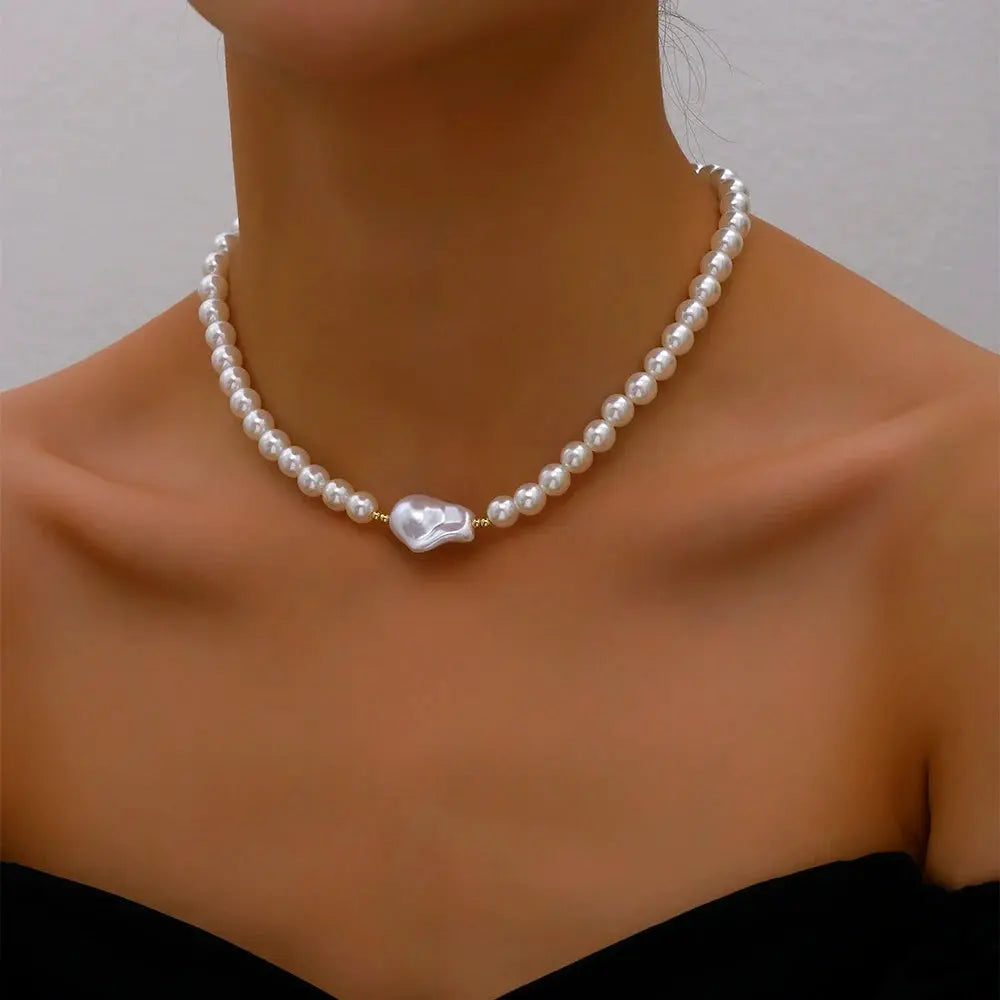 Big Pearl Choker Necklace - Elegant Wedding Jewelry for Women