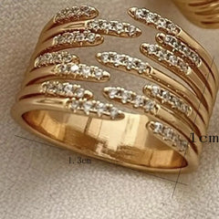 Zircon Double Crossed Rings for Women - Gold Plated Stainless Steel | Luxury Wedding & Couple Aesthetic Jewelry