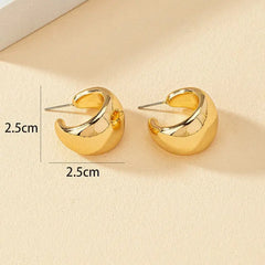 Gold Color Round Chunky Hoop Earrings for Women – Lightweight Smooth Metal, Trendy Fashion Jewelry