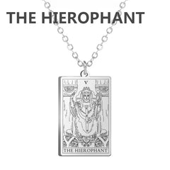 Dawapara Tarot Cards Necklace for Women - Stainless Steel Wealth Amulet