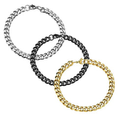 Fashion Stainless Steel Curb Cuban Chain Bracelet - Unisex Jewelry for Men & Women