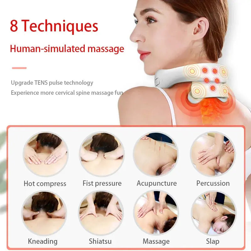 Smart Neck Massage Device – Portable Shoulder and Cervical Vertebra Massager with Heating and Vibration for Pain Relief