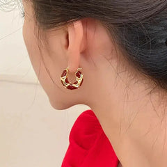 Vintage Enamel Gold Plated Small Hoop Earrings – Trendy Statement Jewelry for Women