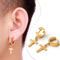 2pc Stainless Steel Cross Stars Punk Dangle Earrings - Sonex Shop | Quality Products