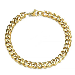 Fashion Stainless Steel Curb Cuban Chain Bracelet - Unisex Jewelry for Men & Women