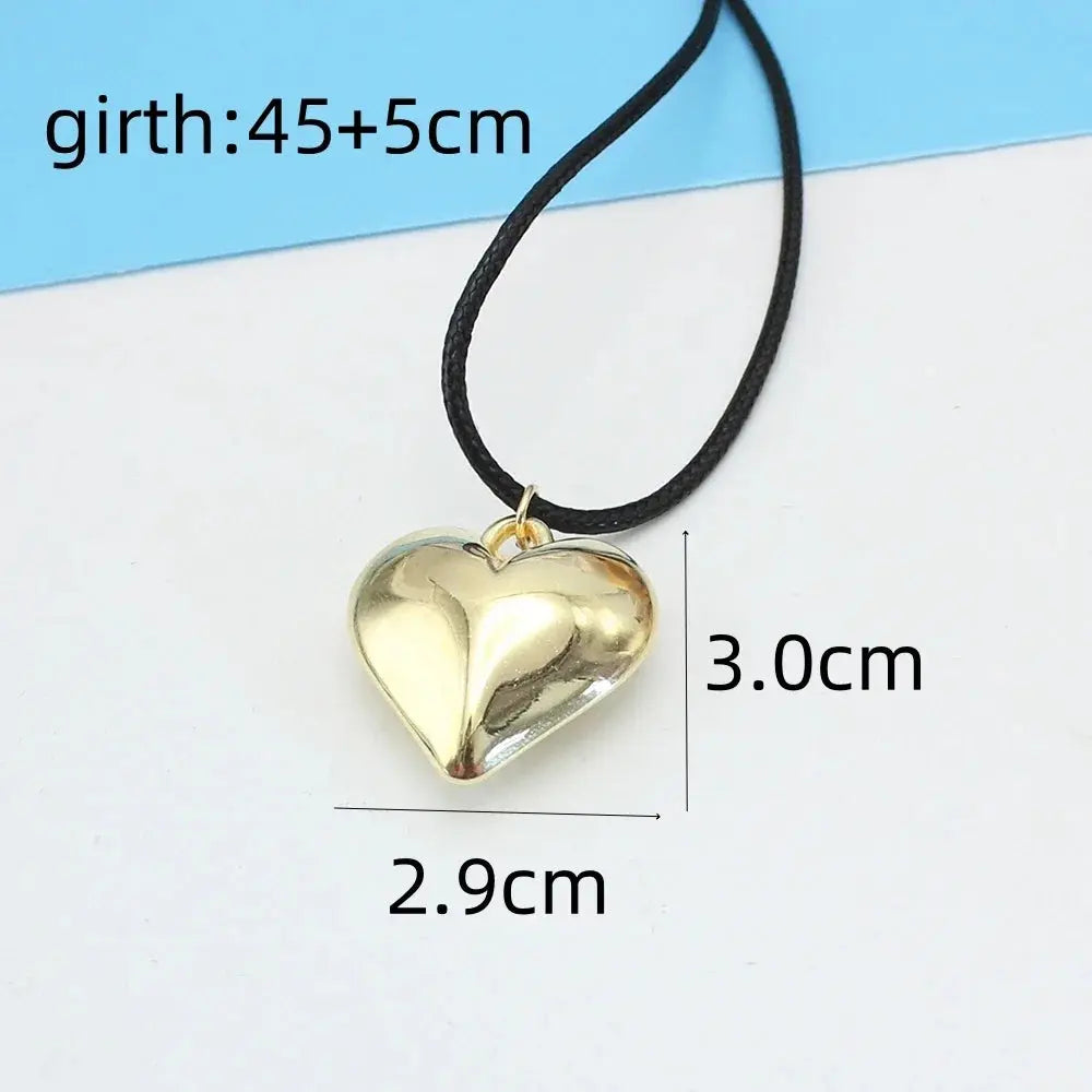 New Goth Black Velvet Heart Pendant Choker Necklace - Elegant Weave with Knotted Bowknot