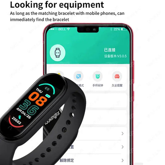 M6 Smart Watch - Unisex Fitness Tracker, Heart Rate & Blood Pressure Monitor, Waterproof Sports Band