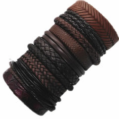 10 Pcs Black Wrap Woven Bracelets - Handmade Fashion Jewelry for Men & Women