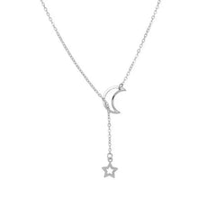 Simple Gold Moon and Star Pendant Choker Necklace - Alloy Charm Chain for Women | Party Jewelry