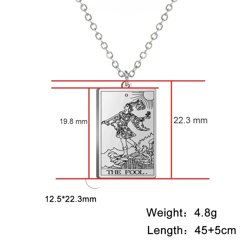 Dawapara Tarot Cards Necklace for Women - Stainless Steel Wealth Amulet