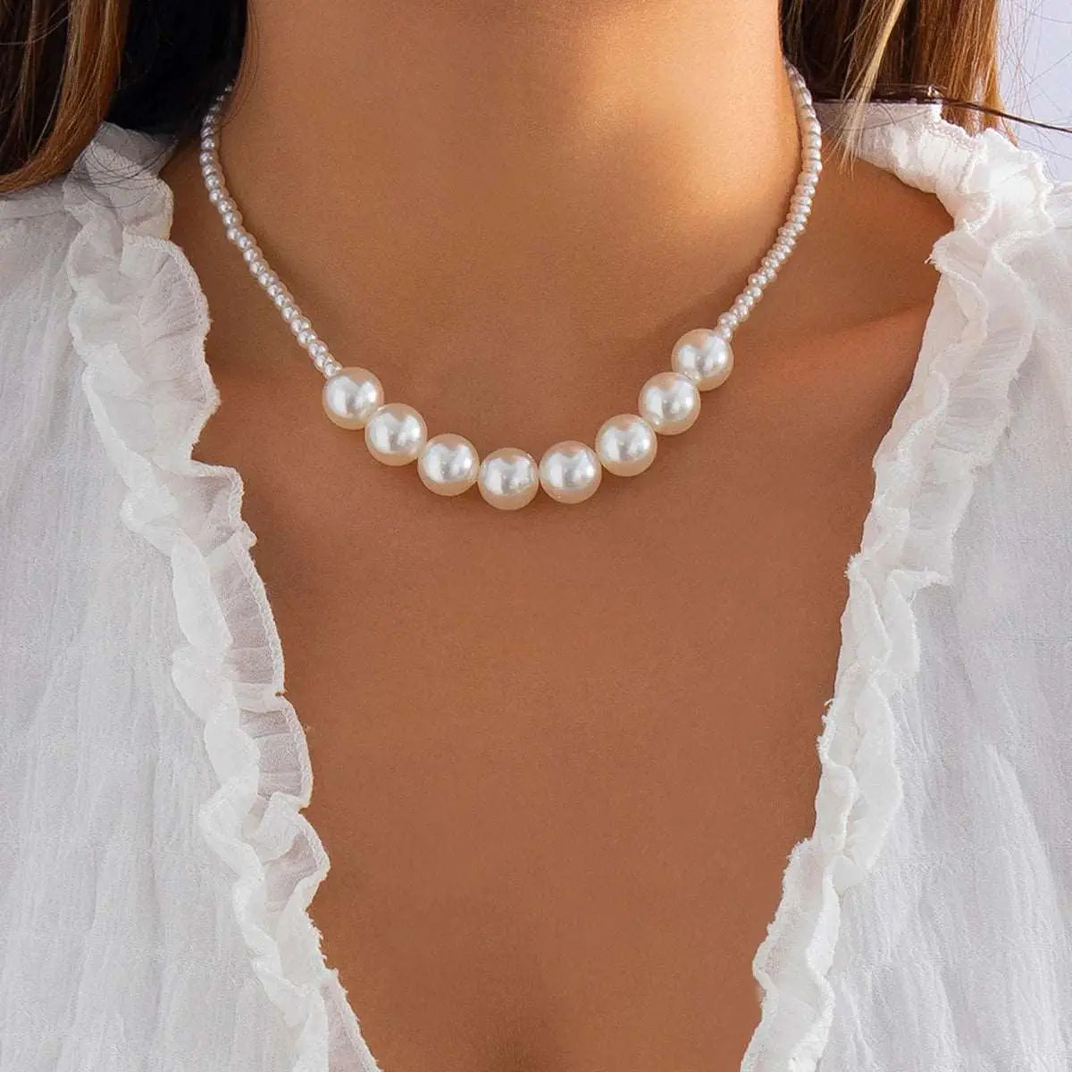 Big Pearl Choker Necklace - Elegant Wedding Jewelry for Women