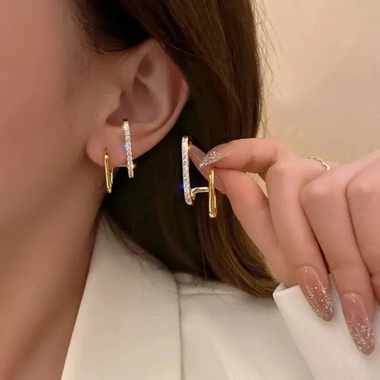 New Bright Crystal Luxury Korean Irregular Pearl Stud Earrings