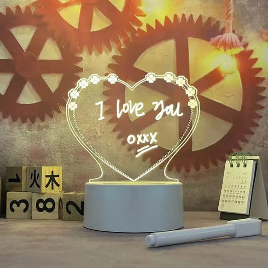 LED Night Light Note Board – USB-Powered Message Board with Pen, Decorative Lamp for Children & Girlfriend