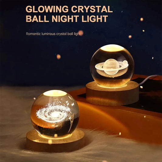 Unique 3D Crystal Ball Lamp – Galaxy & Planetary Projections, USB Night Light for a Cozy Atmosphere