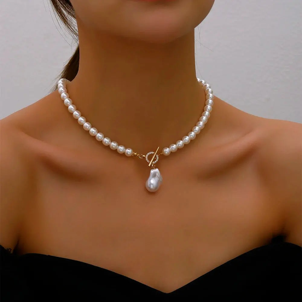 Big Pearl Choker Necklace - Elegant Wedding Jewelry for Women