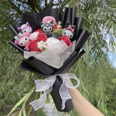 Kawaii Hello Kitty Cat Plush Dolls With Artificial Flowers Creative Bouquet. Perfect for Christmas, Valentine's Day, Birthdays, and Graduation Gifts.